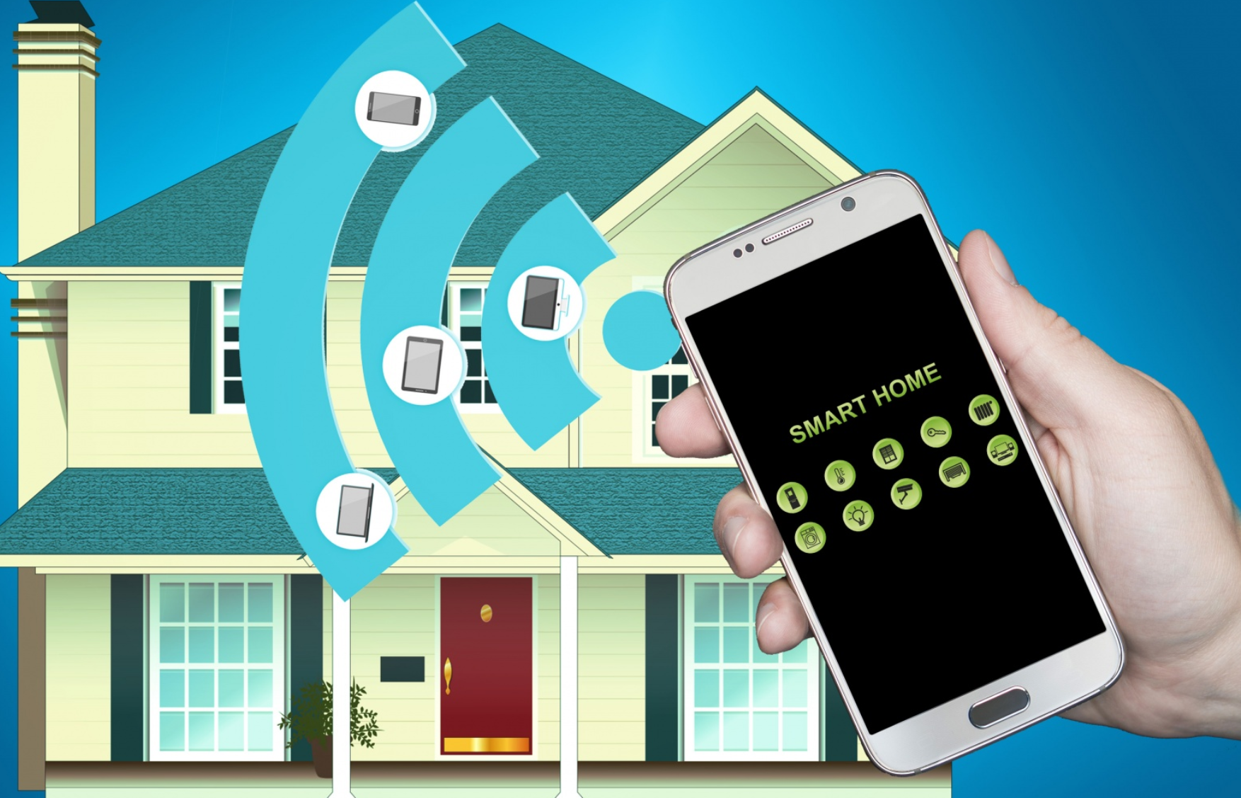 House smart devices connected to smart phone