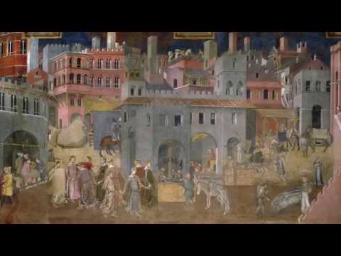 Thumbnail for the embedded element "Ambrogio Lorenzetti, Palazzo Pubblico frescos: Allegory and effect of good and bad government"