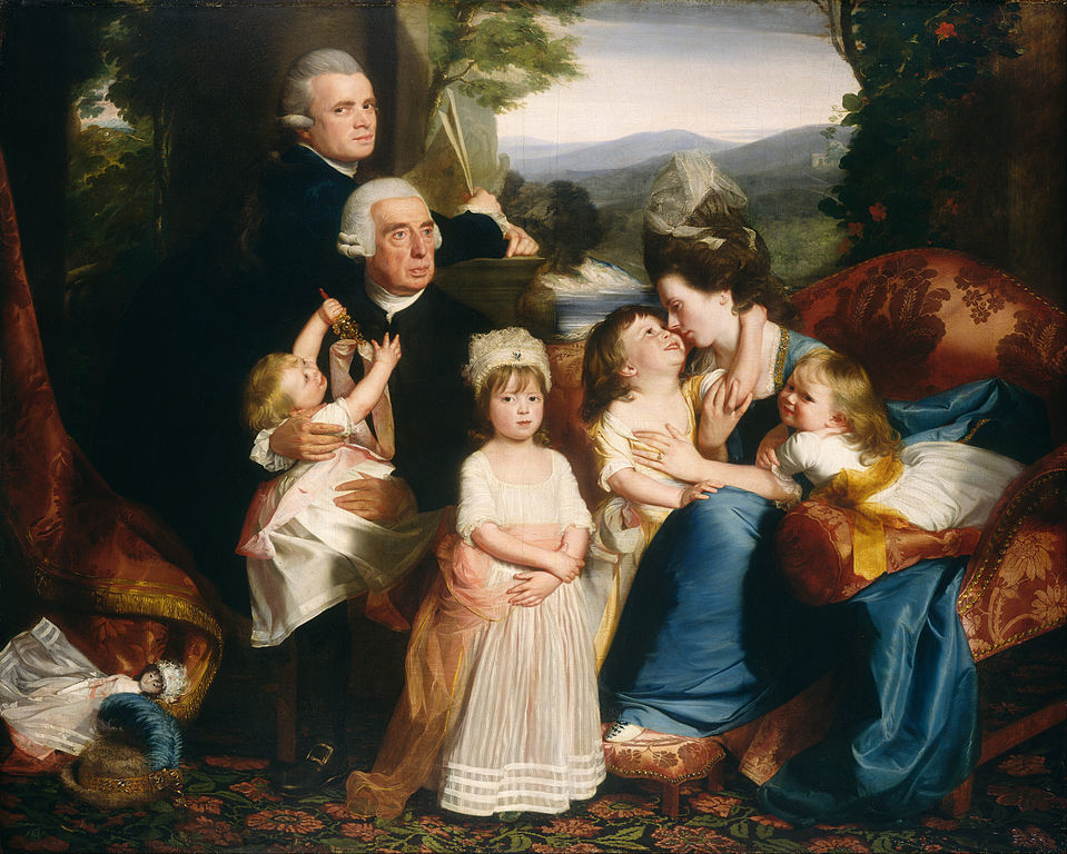 El retrato presenta a marido y mujer, cuatro hijos y un hombre mayor.