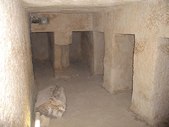 Interior of the pyramid; five niches are visible in the photograph