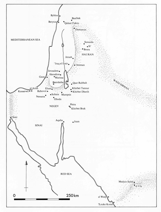 Map of Major Nabataeans Sites
