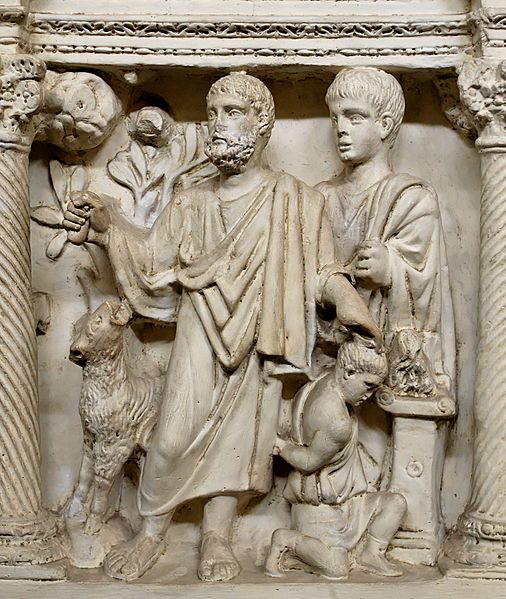 Cast of the Sacrifice of Isaac. The hand of God originally came down to hold Abraham's knife (both are now missing).