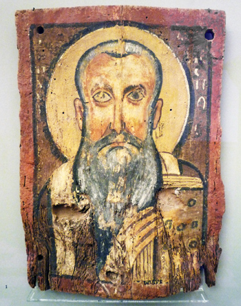 Painting of Abraham, with his typical grey beard. He has a halo behind his head.