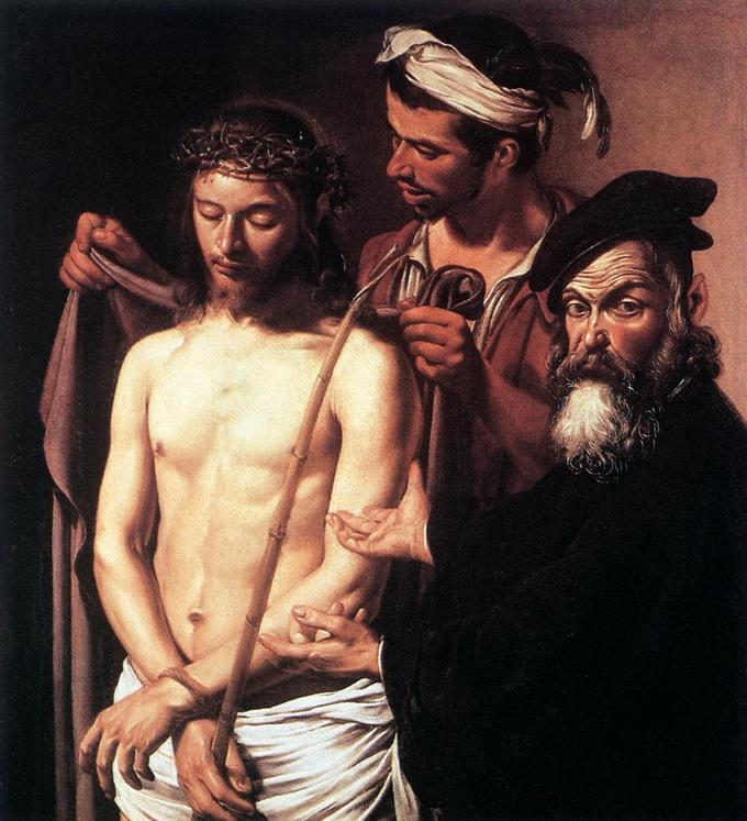 This painting depicts a scene from the Bible in which Pontius Pilate displays Jesus Christ to the hostile crowd with the words, "Ecce homo!" ("Behold this man!").