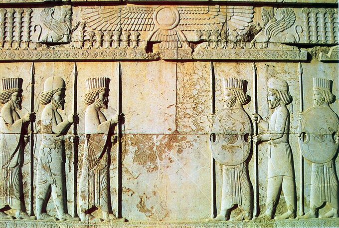 Photograph of a relief found inside the ruins of Persepolis.