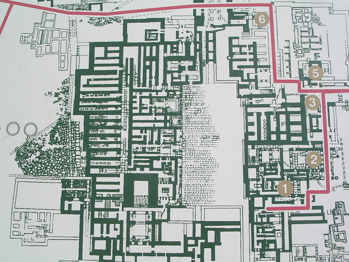 This is an overview map of the palace at Knossos, Crete, Greece, circa 1700–1400 BCE.