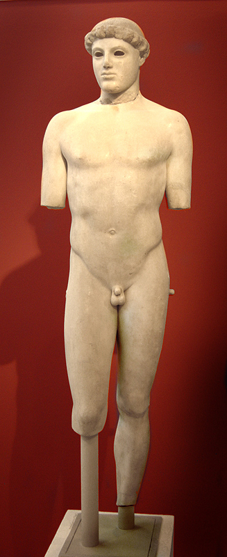 This is a photo of the statue Kritios Boy, a nude male figure.