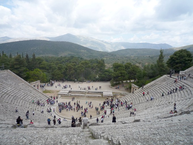 This is a photo of the ruins of the outdoor theater at Epidauros.