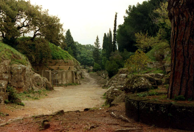 This is a photo of the Banditaccia Necropolis in Cerveteri, Italy.