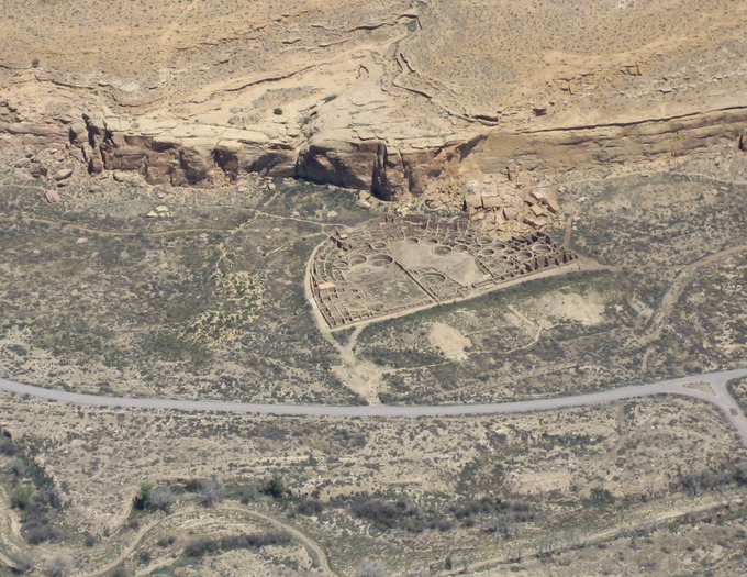 Aerial view of Pueblo Bonito.