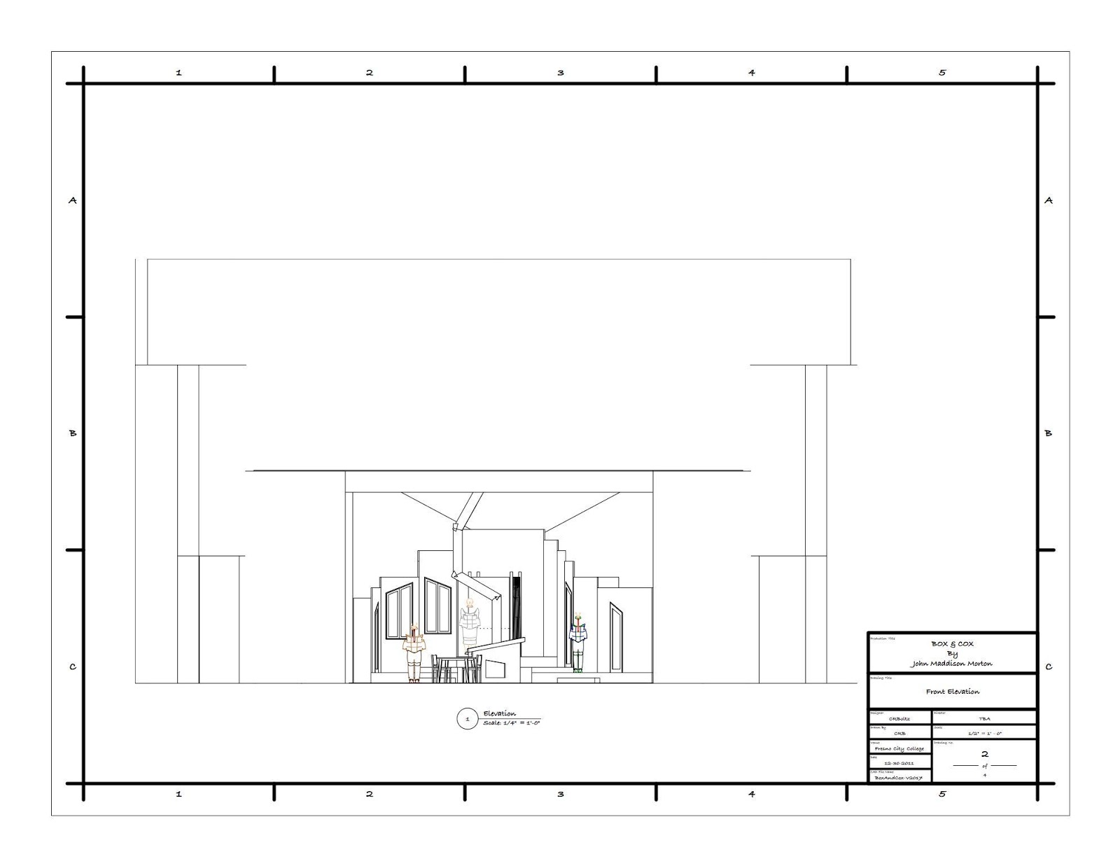 Elevation illustration, front view of stage
