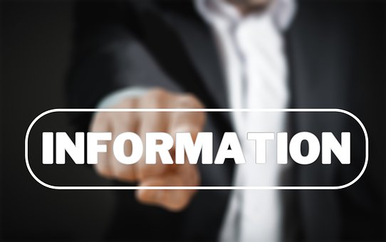 The word INFORMATION is circled and imposed upon an image of a man in a business suit pointing at the camera.