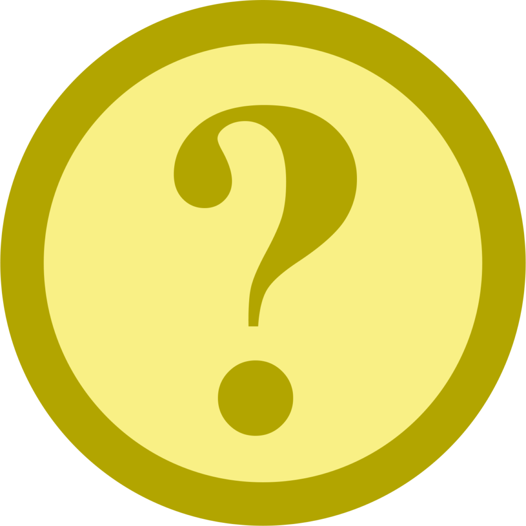 Decorative yellow circle with a question mark in the center.