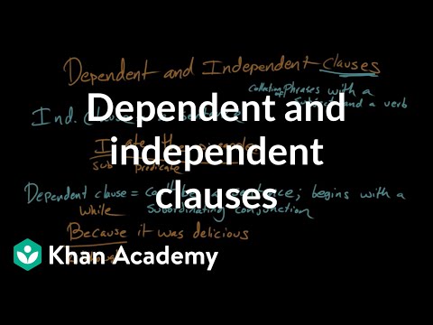 Thumbnail for the embedded element "Dependent and independent clauses | Syntax | Khan Academy"