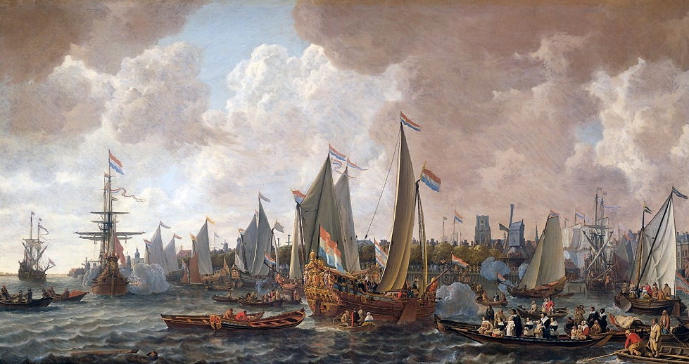 England found itself in crisis after the death of Oliver Cromwell in 1658, leading in time to the reestablishment of the monarchy. On his 30th birthday (May 29, 1660), Charles II sailed from the Netherlands to his restoration after nine years in exile. He was received in London to great acclaim, as depicted in his contemporary painting. Lieve Verschuler, The arrival of King Charles II of England in Rotterdam, 24 May 1660. c. 1660-1665. Wikimedia, http://commons.wikimedia.org/wiki/File:The_arrival_of_King_Charles_II_of_England_in_Rotterdam,_may_24_1660_%28Lieve_Pietersz._Verschuier,_1665%29.jpg. 