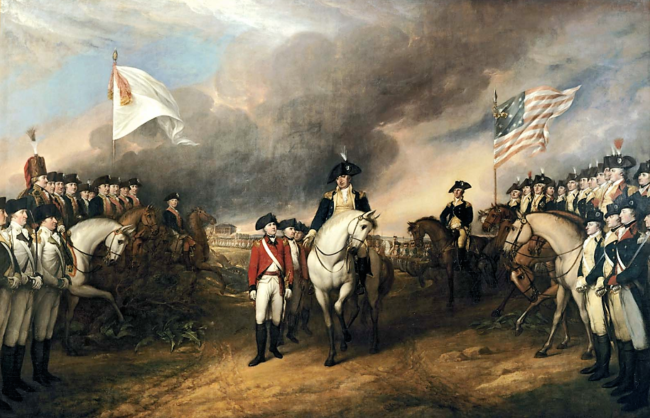 Lord Cornwallis’s surrender signalled the victory of the American revolutionaries over what they considered to be the despotic rule of Britain. This moment would live on in American memory as a pivotal one in the nation’s origin story, prompting the United States government to commission artist John Trumbull to create this painting of the event in 1817. John Trumbull, Surrender of Lord Cornwallis, 1820. Wikimedia, http://commons.wikimedia.org/wiki/File:Surrender_of_Lord_Cornwallis.jpg. 