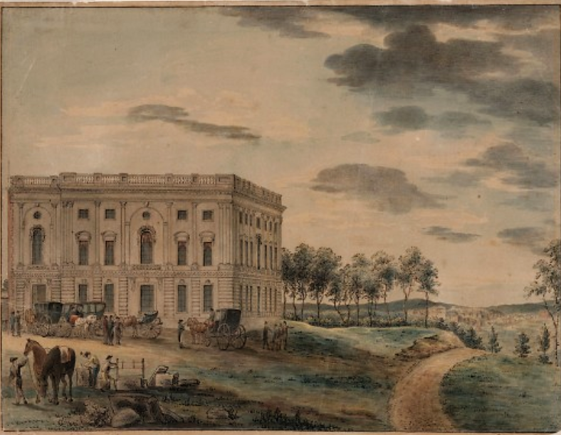 The year 1800 brought about a host of changes in government, in particular the first successful and peaceful transfer of power from one political party to another. But the year was important for another reason: the US Capitol in Washington, D.C. (pictured here in 1800) was finally opened to be occupied by the Congress, the Supreme Court, the Library of Congress, and the courts of the District of Columbia. William Russell Birch, A view of the Capitol of Washington before it was burnt down by the British, c. 1800. Wikimedia, http://commons.wikimedia.org/wiki/File:USCapitol1800.jpg. 