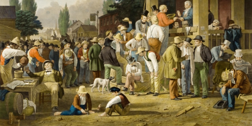 George Caleb Bingham, "The County Election," via Reynolda House Museum of American Art. 