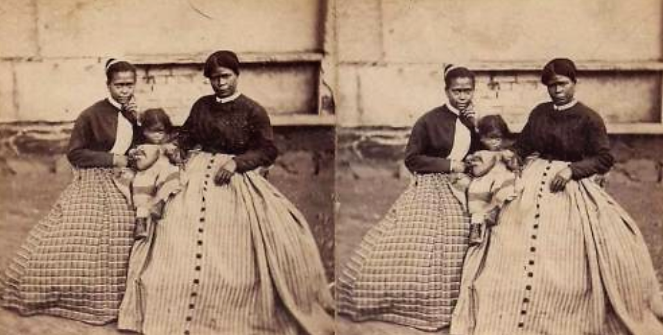 This photograph is Selina Gray and two of her daughters. Gray was the enslaved housekeeper to Robert E. Lee. Via the National Park Service