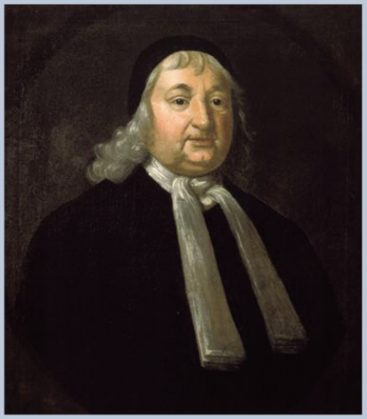 Samuel Sewell, portly gent looking right. Clean shaven, black jacket with a white scarf.