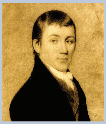 Portrait of Charles Brockden Brown clean shaven slicked down black hair