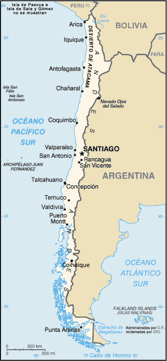 Map of Chile in Spanish