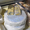 A display of blue cheese.