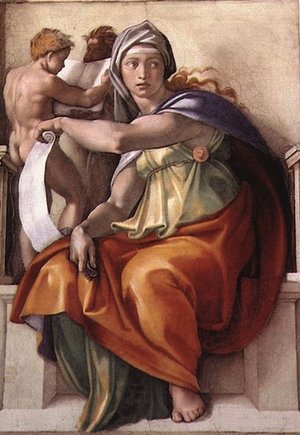 Michelangelo, Delphic Sibyl, Sistine Chapel Ceiling, 1508-12, fresco (Vatican City, Rome)