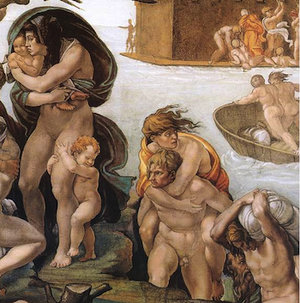 Detail, Michelangelo, The Deluge, Ceiling of the Sistine Chapel, 1508-1512, fresco (Vatican City, Rome)