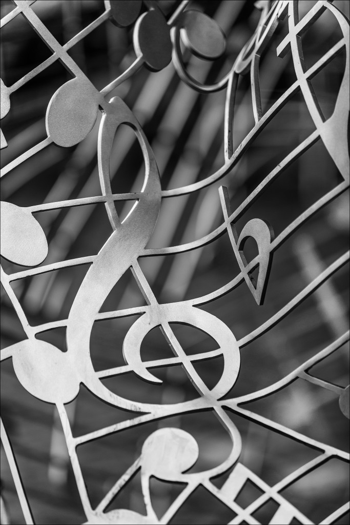 Artistic composition with the treble clef and notes