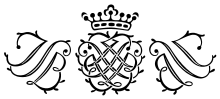 Bach's seal, used throughout his Leipzig years. It contains the lettersJ S B superimposed over their mirror image topped with a crown.