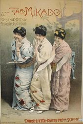 Lithograph of the Three Little Maids from The Mikado.
