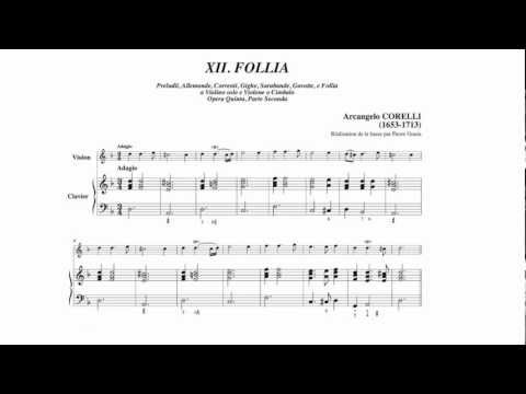 Thumbnail for the embedded element "Arcangelo Corelli Sonate Op.5 n°12 "La Follia", suivi de partition"