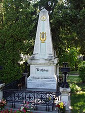 Photo of Beethoven's grave site, Vienna Zentralfriedhof.