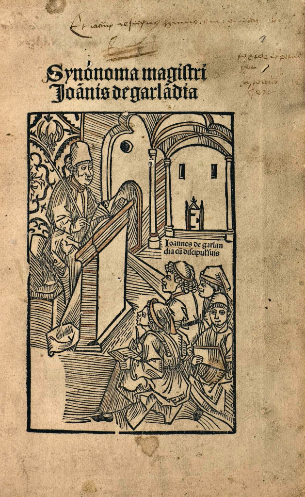 Portada de “Synónoma magistri”, de Johannes de Garlandia.