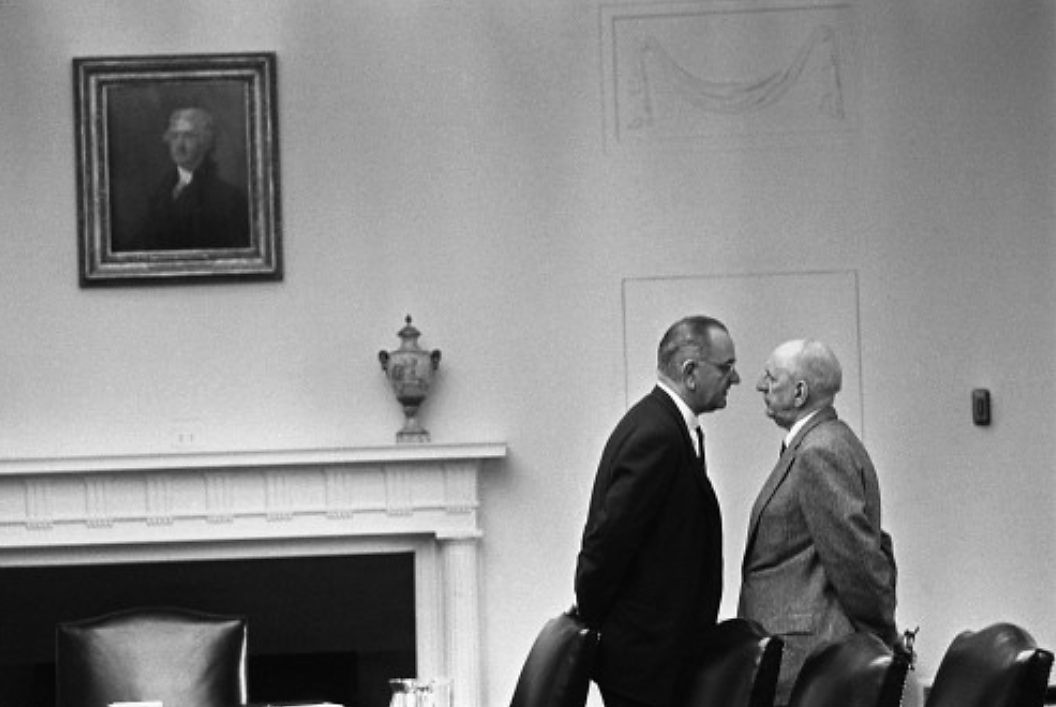 Lyndon B. Johnson was not afraid to use whatever means necessary to get his legislation passed. Johnson was notoriously crude, rude, and irreverent, making the massive amount of legislation he got passed even more incredible. Yoichi R. Okamoto, Photograph of Lyndon B. Johnson pressuring Senator Richard Russell, December 17, 1963. Wikimedia, http://en.Wikipedia.org/wiki/File:Lyndon_Johnson_and_Richard_Russell.jpg.