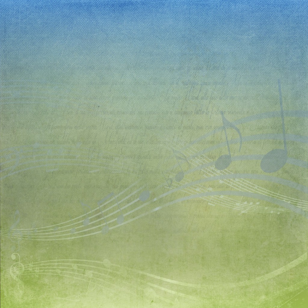 Several faint notes are visible against a green background