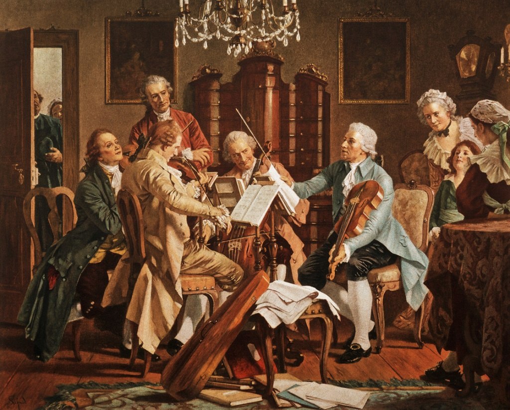 Figura 1. Joseph Haydn tocando cuartetos de cuerda
