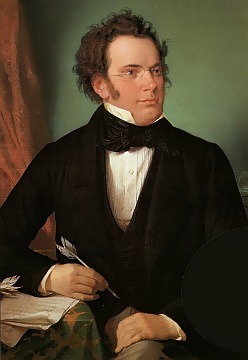 Fiugre 1. Oil painting of Franz Schubert by Wilhelm August Rieder (1875), made from his own 1825 watercolor portrait.