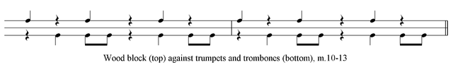 Example 2. Development of rhythmic dissonance
