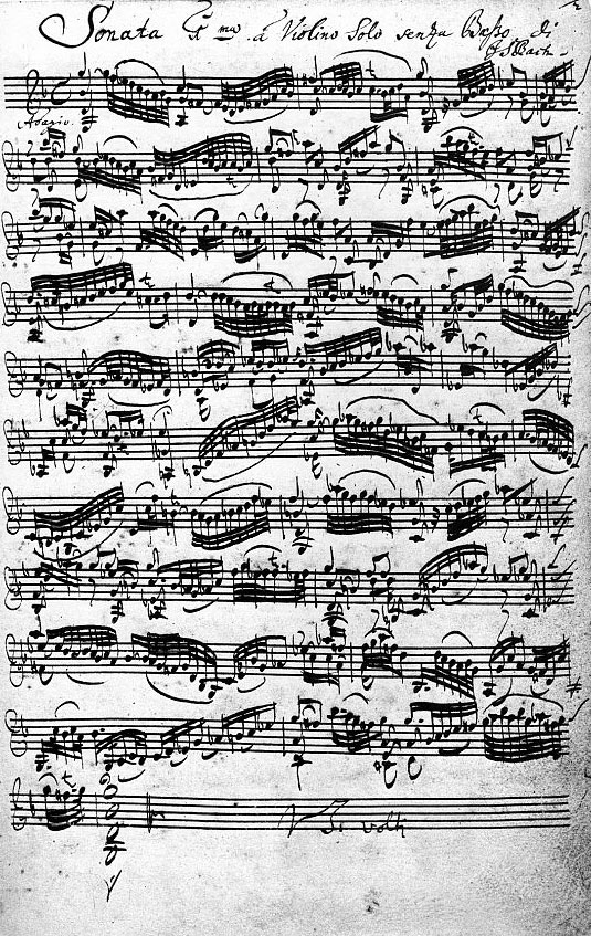 Figura 3. El autógrafo de la Sonata para violín núm. 1 de Bach en sol menor (BWV 1001)