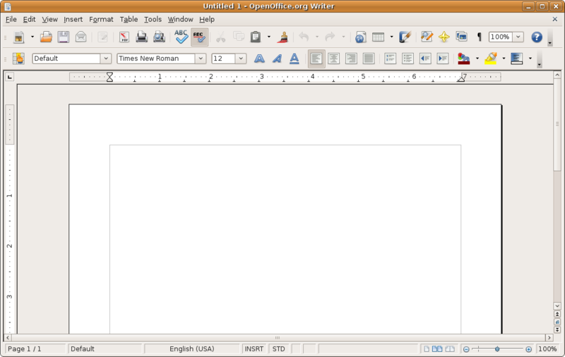A blank document is shown in the window