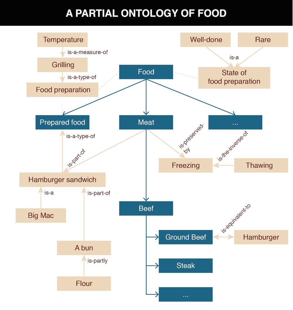 A chart depicting a partial taxonomy of food.
