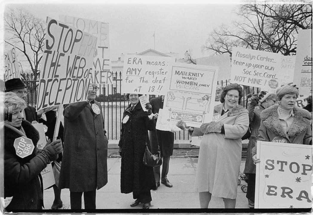 Warren K. Leffler, Demonstrators opposed to the ERA in front of the White House, 1977, http://www.loc.gov/item/2002712194/. 