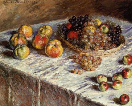 Claude Monet, Bodegón con manzanas y uvas, 1880, óleo sobre lienzo. El Instituto de Arte de Chicago.