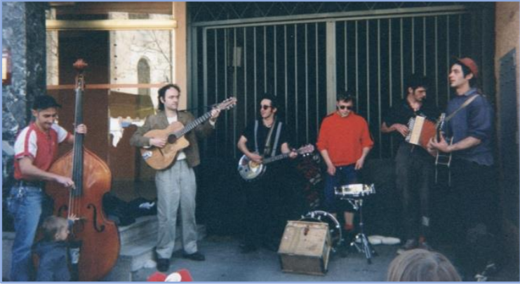 A group of musicians playing at the market in Toulouse France