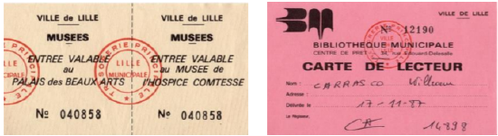 Entrance tickets for museums and French library card