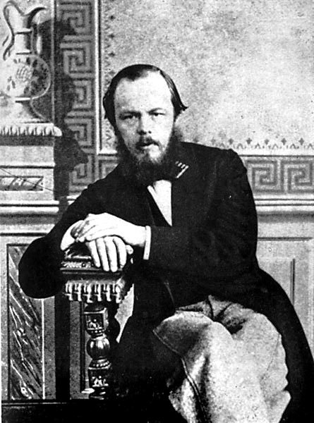 The Russian writer Fyodor Dostoevsky in 1863. Black and white photograph.