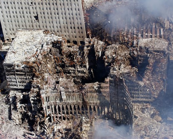 Six days after the September 11th attacks, the World Trade Center was still crumbling and dozens of men and women were still unaccounted for. Wikimedia, http://upload.wikimedia.org/Wikipedia/commons/3/3b/September_17_2001.jpg. 