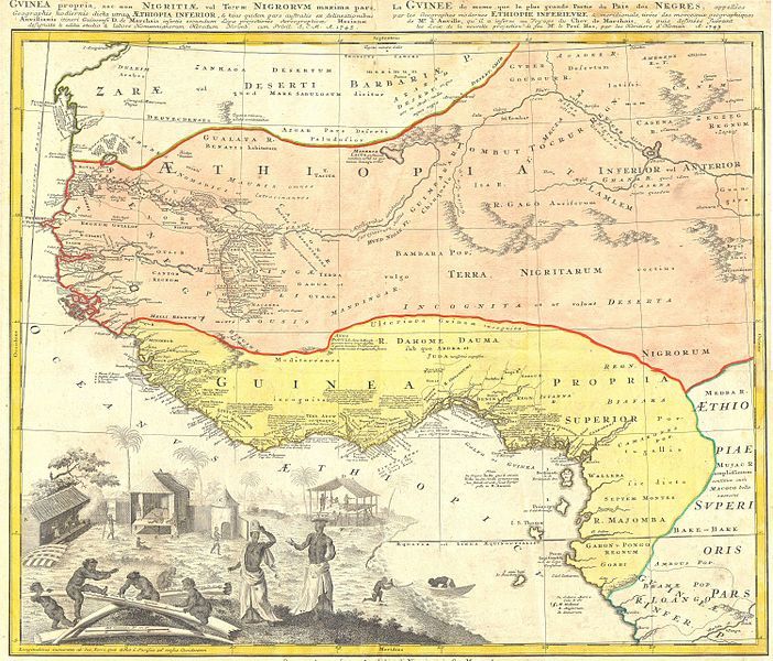 Map of West Africa, created by Johann Baptist Homann, 1743.